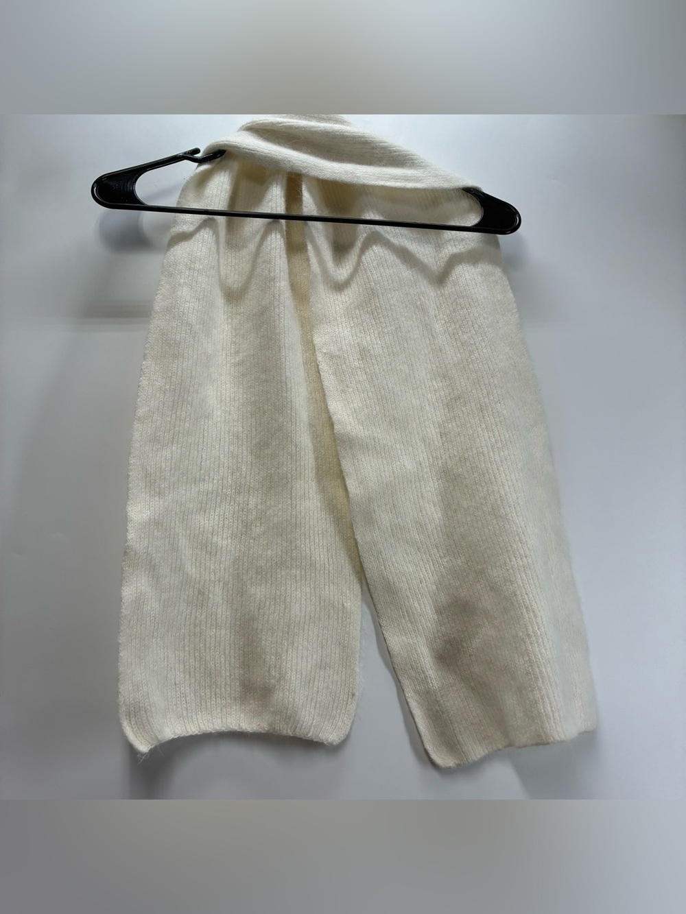 Angora Rabbit Hair Wool Nylon Cream Long Scarf - Picture 4 of 4